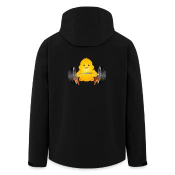 Bodybuilder Küken mit Hantel beim Training - Recycelte Männer Softshell-Jacke von Stanley/Stella - Schwarz - Hinten - AI Model Male 185 light (185cm)