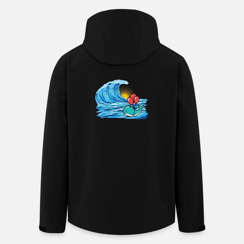 Wal Fisch Schwimmer Welle schwimmen - Recycelte Männer Softshell-Jacke von Stanley/Stella - Schwarz