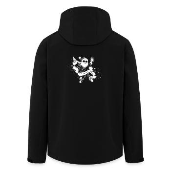 Festive Santa with Sparkling Gift - Men’s Recycled Softshell Jacket by Stanley/Stella - black - Back - AI Model Male 185 light (185cm)