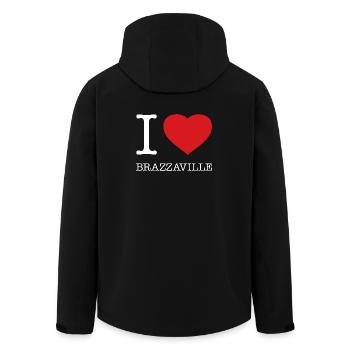 I LOVE BRAZZAVILLE - Recycelte Männer Softshell-Jacke von Stanley/Stella - Schwarz - Hinten - AI Model Male 185 light (185cm)