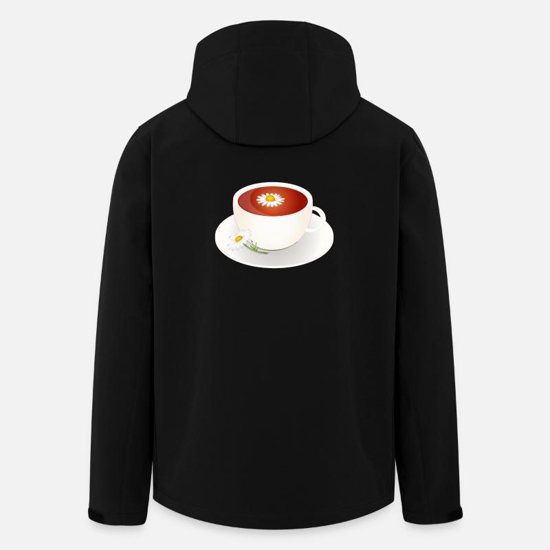 Kamillentee Motiv mit Blüte in eleganter Tasse - Recycelte Männer Softshell-Jacke von Stanley/Stella - Schwarz