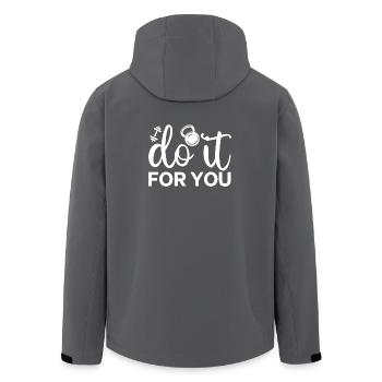 Motivational Fitness Quote with Kettlebell - Men’s Recycled Softshell Jacket by Stanley/Stella - anthracite - Back - AI Model Male 185 light (185cm)