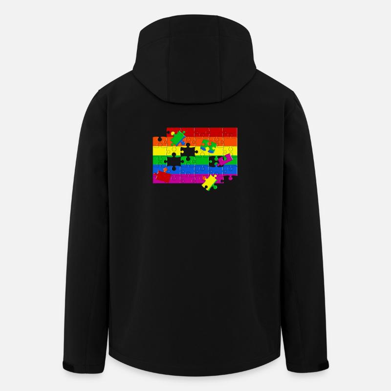 LGTBQ+ Flaggen-Puzzle - Recycelte Männer Softshell-Jacke von Stanley/Stella - Schwarz