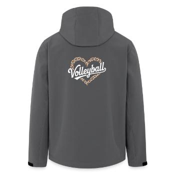 Leopard Heart Volleyball Design - Men’s Recycled Softshell Jacket by Stanley/Stella - anthracite - Back - AI Model Male 185 light (185cm)