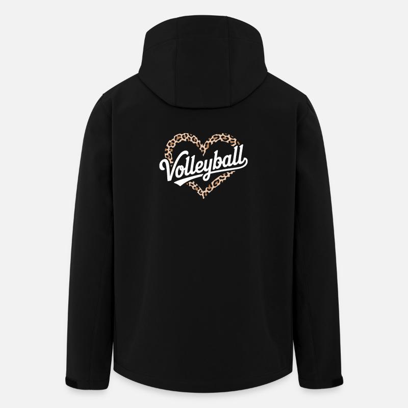 Leopard Heart Volleyball Design - Men’s Recycled Softshell Jacket by Stanley/Stella - black