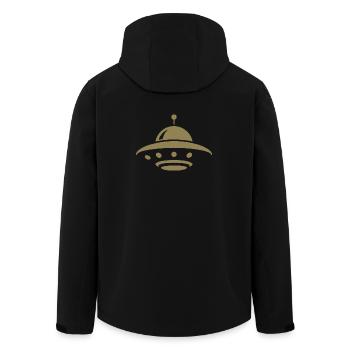 Minimalistische UFO Alien fliegende Untertasse Sil - Recycelte Männer Softshell-Jacke von Stanley/Stella - Schwarz - Hinten - AI Model Male 185 light (185cm)