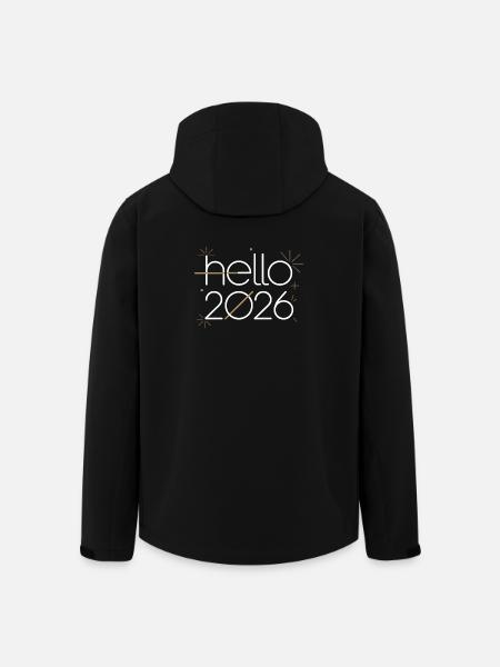 Hello 2026 Line Art Neon - Men’s Recycled Softshell Jacket by Stanley/Stella - black