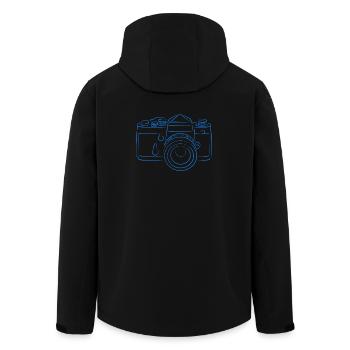 Kamera blau - Recycelte Männer Softshell-Jacke von Stanley/Stella - Schwarz - Hinten - AI Model Male 185 light (185cm)