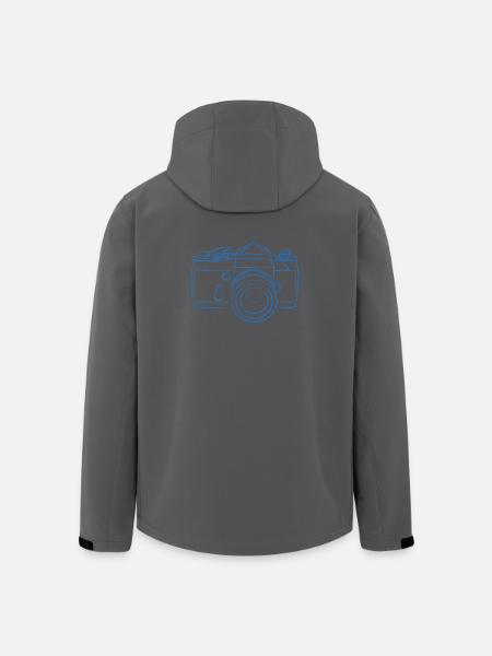 Caméra bleue - Veste softshell homme en polyester recyclé Stanley/Stella - noir