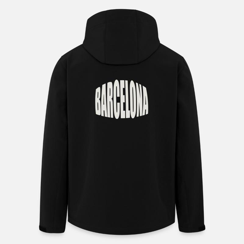 Logo Grand du Barcelone - Veste softshell homme en polyester recyclé Stanley/Stella - noir