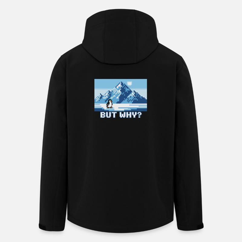 Funny Nihilistic Penguin Greenland Pixel Art - Men’s Recycled Softshell Jacket by Stanley/Stella - black