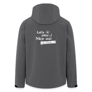 Lets Play Nice and Slowly - White - Men’s Recycled Softshell Jacket by Stanley/Stella - anthracite - Back - AI Model Male 185 light (185cm)