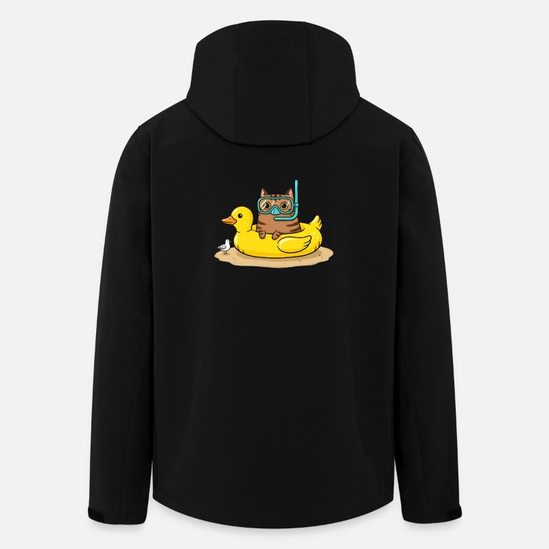 Chat plongeant sur canard en caoutchouc - Veste softshell homme en polyester recyclé Stanley/Stella - noir