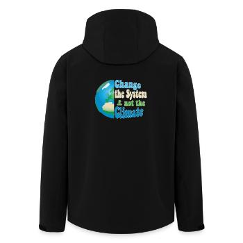 Change the system, not the climate - Men’s Recycled Softshell Jacket by Stanley/Stella - black - Back - AI Model Male 185 light (185cm)