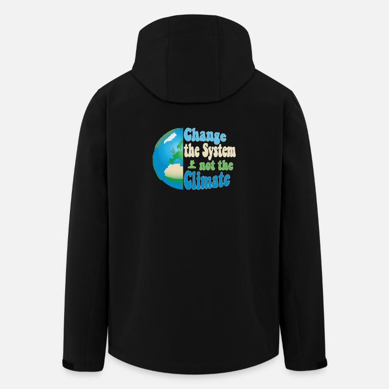 Changer le système, pas le climat - Veste softshell homme en polyester recyclé Stanley/Stella - noir