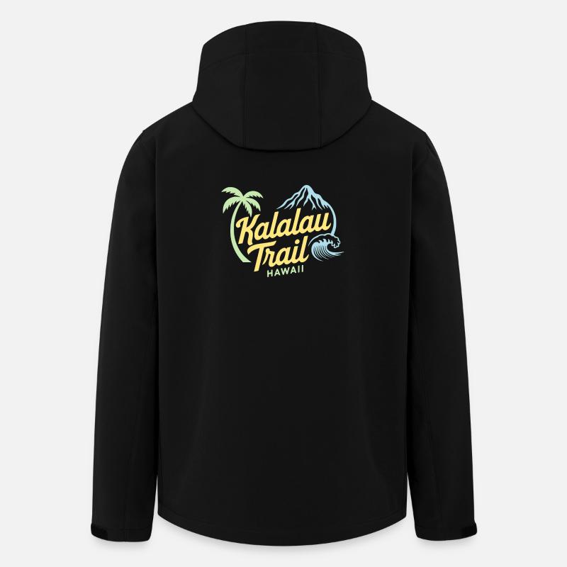 Logo du sentier Kalalau Hawaï Design - Veste softshell homme en polyester recyclé Stanley/Stella - noir