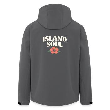Island Soul Hibiscus - Men’s Recycled Softshell Jacket by Stanley/Stella - anthracite - Back - AI Model Male 185 light (185cm)