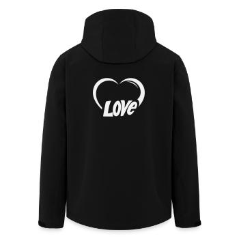 Heart Love Lettering - Men’s Recycled Softshell Jacket by Stanley/Stella - black - Back - AI Model Male 185 light (185cm)