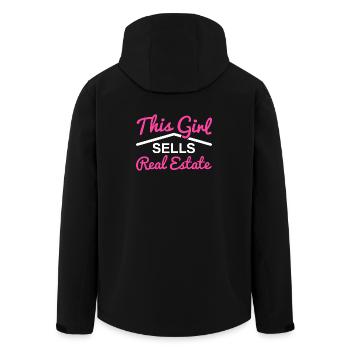 This girl sells real estate Funny Realtor Agent - Men’s Recycled Softshell Jacket by Stanley/Stella - black - Back - AI Model Male 185 light (185cm)