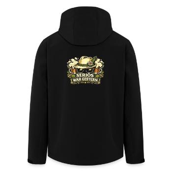Trachtenshirts_-_Serioes_war_gestern - Recycelte Männer Softshell-Jacke von Stanley/Stella - Schwarz - Hinten - AI Model Male 185 light (185cm)