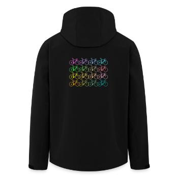 Les vélos de course, de nombreux vélos colorés composent un motif - Veste softshell homme en polyester recyclé Stanley/Stella - noir - Dos - AI Model Male 185 light (185cm)