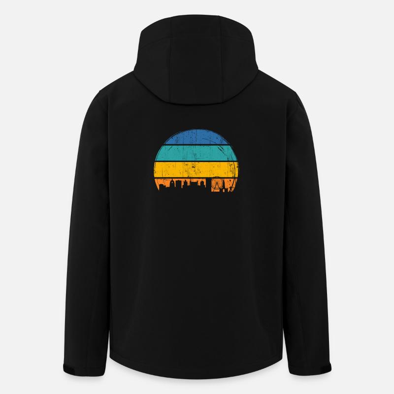 Urbane Sonnenuntergangs-Skyline - Recycelte Männer Softshell-Jacke von Stanley/Stella - Schwarz