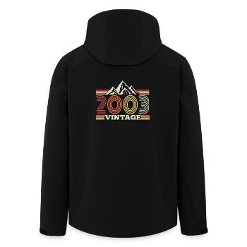 2003 Birthday Hiking Mountain - Men’s Recycled Softshell Jacket by Stanley/Stella - black - Back - AI Model Male 185 light (185cm)
