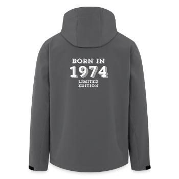 1974, year 1974, year of birth - Men’s Recycled Softshell Jacket by Stanley/Stella - black - Back - AI Model Male 185 light (185cm)
