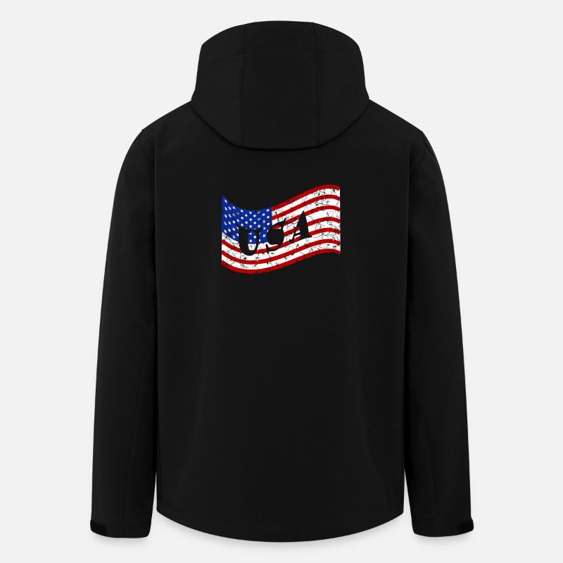 USA Fahne - Recycelte Männer Softshell-Jacke von Stanley/Stella - Schwarz