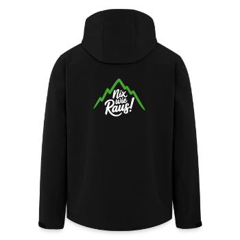 Sortons d’ici – la liberté dans les montagnes - Veste softshell homme en polyester recyclé Stanley/Stella - noir - Dos - AI Model Male 185 light (185cm)