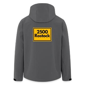 CAP RÉTRO 2500 ROSTOCK, STYLE DDR, CODE POSTAL - Veste softshell homme en polyester recyclé Stanley/Stella - noir - Dos - AI Model Male 185 light (185cm)