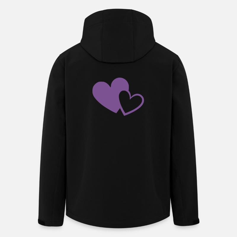 Cœur violet deux cœurs violets cadeau - Veste softshell homme en polyester recyclé Stanley/Stella - noir