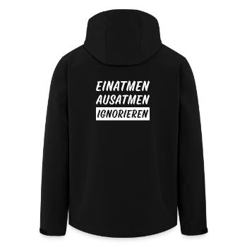 Einatmen Ausatmen ignorieren lustige Sprüche - Recycelte Männer Softshell-Jacke von Stanley/Stella - Schwarz - Hinten - AI Model Male 185 light (185cm)