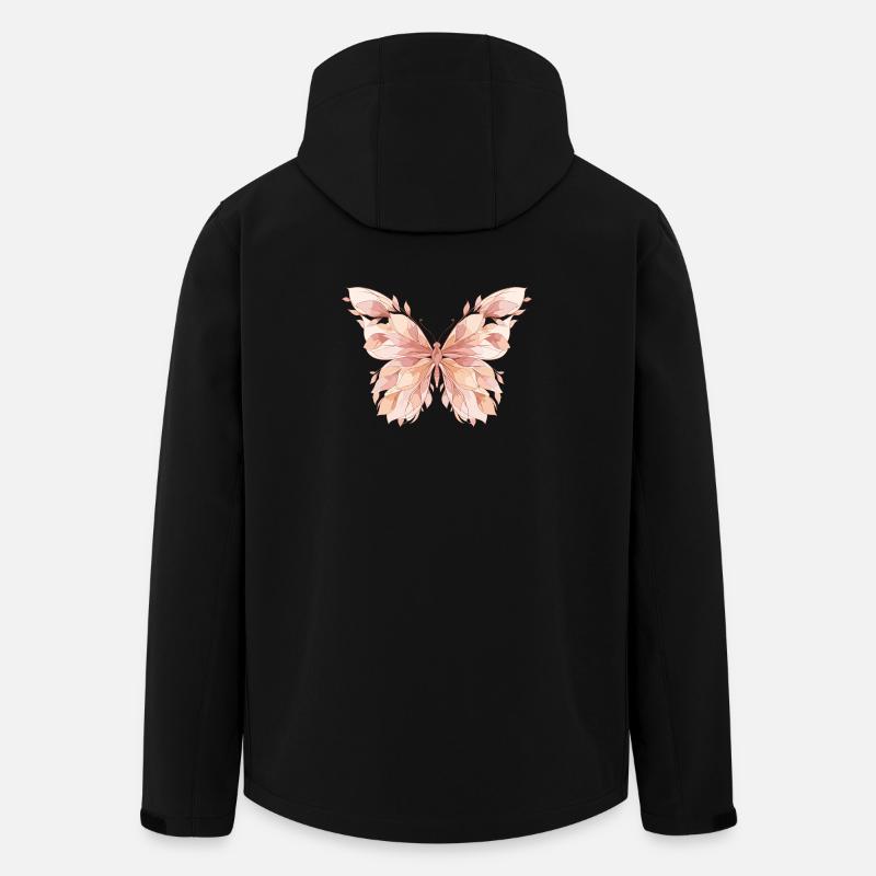 Motif papillon Pastel Wings - Veste softshell homme en polyester recyclé Stanley/Stella - noir