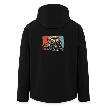Eisenbahn Dampflok Lokomotive Modelleisenbahn Zug - Recycelte Männer Softshell-Jacke von Stanley/Stella - Schwarz - Hinten - AI Model Male 185 light (185cm)