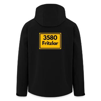 ALTE POSTLEITZAHL PLZ RETRO 3580 FRITZLAR DOMFACH - Recycelte Männer Softshell-Jacke von Stanley/Stella - Schwarz - Hinten - AI Model Male 185 light (185cm)