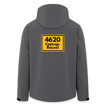 OLD POSTCODE POSTCODE RETRO 4620 CASTROP-RAUXEL - Men’s Recycled Softshell Jacket by Stanley/Stella - black - Back - AI Model Male 185 light (185cm)