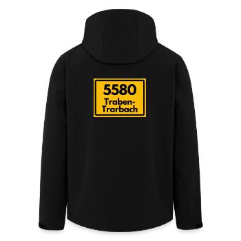 ALTE POSTLEITZAHL PLZ RETRO 5580 TRABEN-TRARBACH - Recycelte Männer Softshell-Jacke von Stanley/Stella - Schwarz - Hinten - AI Model Male 185 light (185cm)