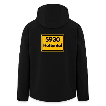 ALTE POSTLEITZAHL PLZ RETRO 5930 HÜTTENTAL - Recycelte Männer Softshell-Jacke von Stanley/Stella - Schwarz - Hinten - AI Model Male 185 light (185cm)