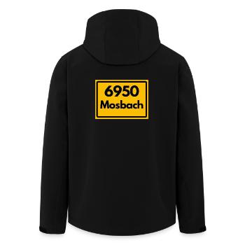 ALTE POSTLEITZAHL PLZ RETRO 6950 MOSBACH HEIMAT BW - Recycelte Männer Softshell-Jacke von Stanley/Stella - Schwarz - Hinten - AI Model Male 185 light (185cm)