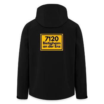 ALTE POSTLEITZAHL PLZ 7120 BIETIGHEIM AN DER ENZ - Recycelte Männer Softshell-Jacke von Stanley/Stella - Schwarz - Hinten - AI Model Male 185 light (185cm)