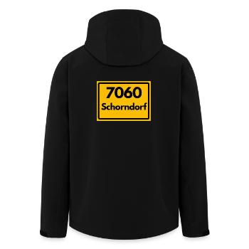 ALTE POSTLEITZAHL PLZ RETRO 7060 SCHORNDORF HEIMAT - Recycelte Männer Softshell-Jacke von Stanley/Stella - Schwarz - Hinten - AI Model Male 185 light (185cm)
