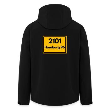 OLD POSTCODE POSTCODE RETRO 2101 HAMBURG 96 HEIMAT - Men’s Recycled Softshell Jacket by Stanley/Stella - black - Back - AI Model Male 185 light (185cm)