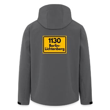 ALTE POSTLEITZAHL PLZ 1130 BERLIN LICHTENBERG - Recycelte Männer Softshell-Jacke von Stanley/Stella - Schwarz - Hinten - AI Model Male 185 light (185cm)