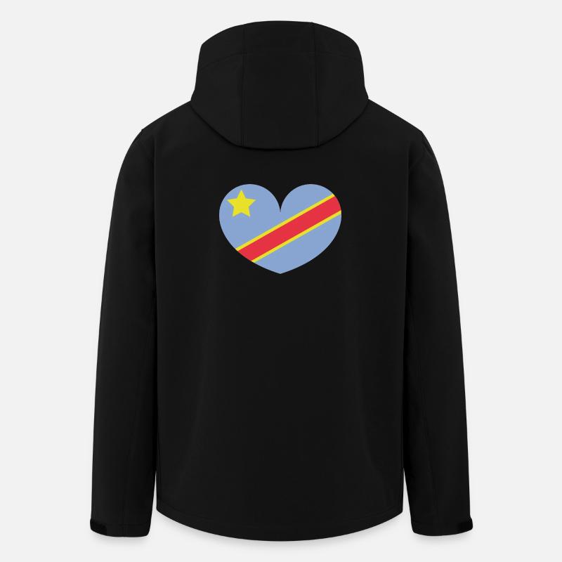 Drapeau du cœur du Congo - Veste softshell homme en polyester recyclé Stanley/Stella - noir