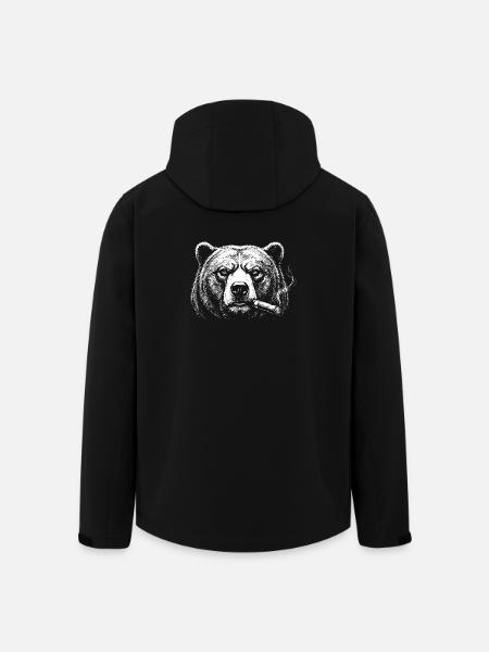 Bären-Zigarrenporträt in fetter Tinte - Recycelte Männer Softshell-Jacke von Stanley/Stella - Schwarz