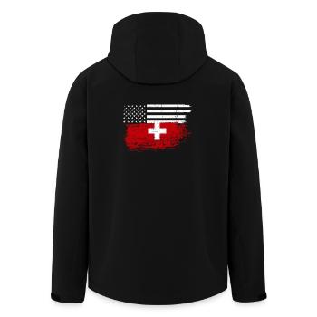 US Stars Swiss Cross Fusion - Men’s Recycled Softshell Jacket by Stanley/Stella - black - Back - AI Model Male 185 light (185cm)