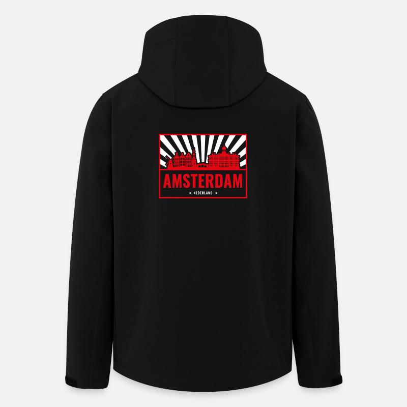 Amsterdam Skyline Rot Silhouette - Recycelte Männer Softshell-Jacke von Stanley/Stella - Schwarz