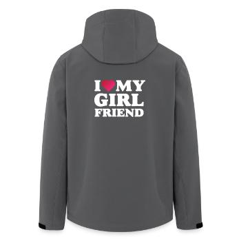 I Love My Girlfriend - Men’s Recycled Softshell Jacket by Stanley/Stella - black - Back - AI Model Male 185 light (185cm)