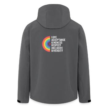 Mois de la fierté LGBT - Amour. Acceptation. Bonté. - Veste softshell homme en polyester recyclé Stanley/Stella - charbon - Dos - AI Model Male 185 light (185cm)